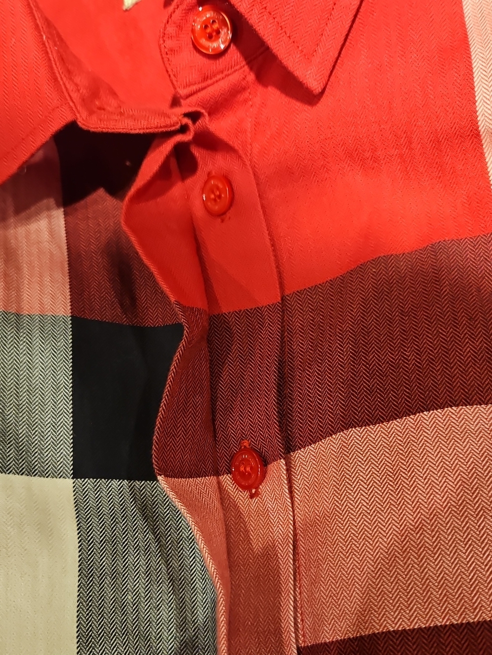 Womens Burberry Red and Black Nova Check Button-Down Shirt    Size Medium - Picture 9 of 9